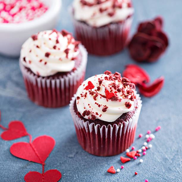 istock Red velvet cupcakes for Valentines day 505868064