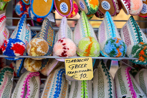 Greek shoes tsarouchi in the market