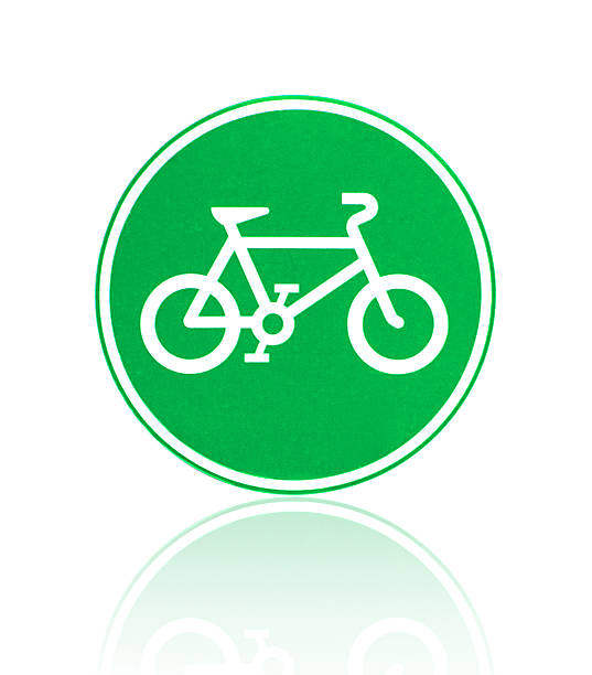 istock bicycle sign with green color on white background 505870297