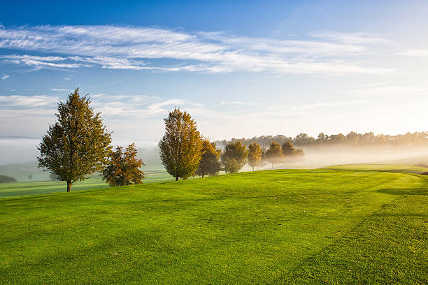 istock Golf course in the morning mist 505870735