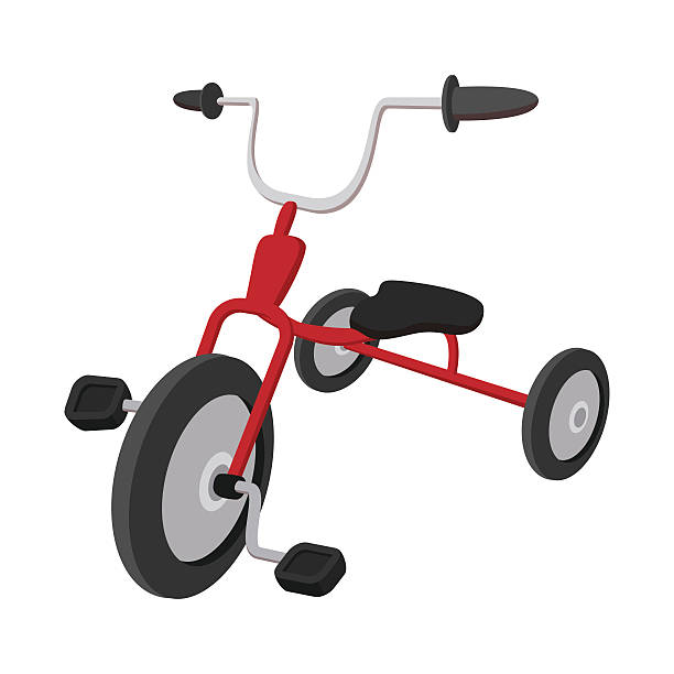 Children red tricycle cartoon icon Children red tricycle cartoon icon on a white  background tricycle stock illustrations