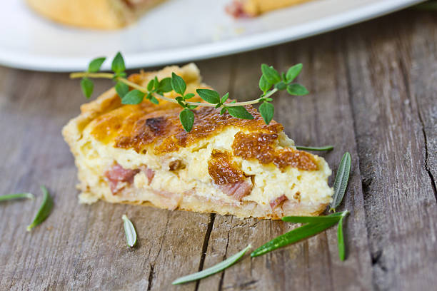 quiche lorraine quiche lorraine close up pepper cake stock pictures, royalty-free photos & images