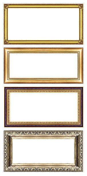 istock Set of golden frame and blank space, with clipping path 505871303
