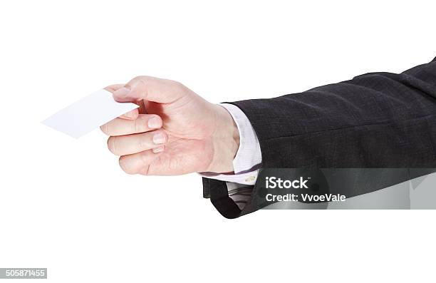 Blank Business Card In Salesman Hand Stock Photo - Download Image Now - Adult, Adults Only, Black Color