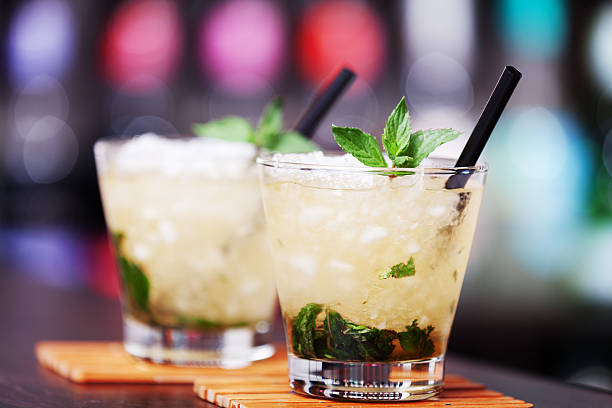 istock Mint Jupel cocktail shot on a bar counter 505872240