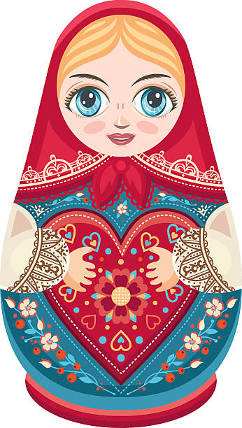 ilustrações de stock, clip art, desenhos animados e ícones de matryoshka. boneca babushka. - russian nesting doll doll russia decoration