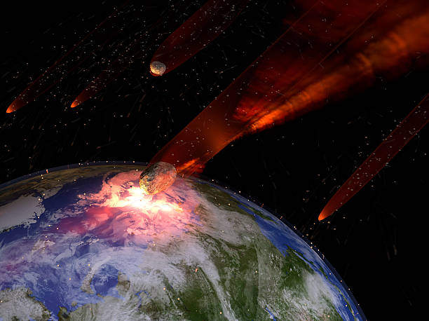 ziemi asteroids uderzające - judgement day exploding asteroid earth zdjęcia i obrazy z banku zdjęć