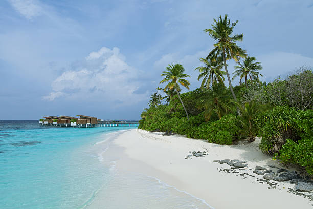 istock Panorama with water villas at tropical resort 505872721