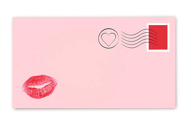 Love Letter Pink love letter envelope with red stamp and heart shaped postmark isolated on white (excluding the shadow) kitsch photos stock pictures, royalty-free photos & images