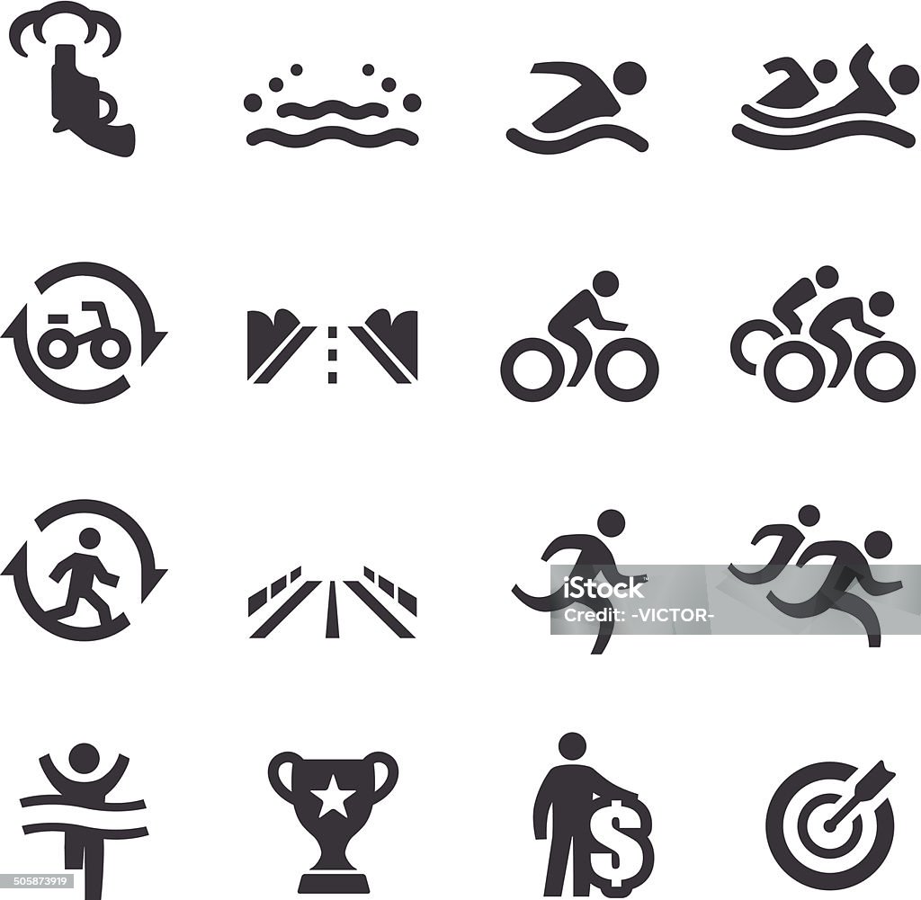 Triathlon Wettbewerb Flow-Icons-Acme Series - Lizenzfrei Rennen - Sport Vektorgrafik
