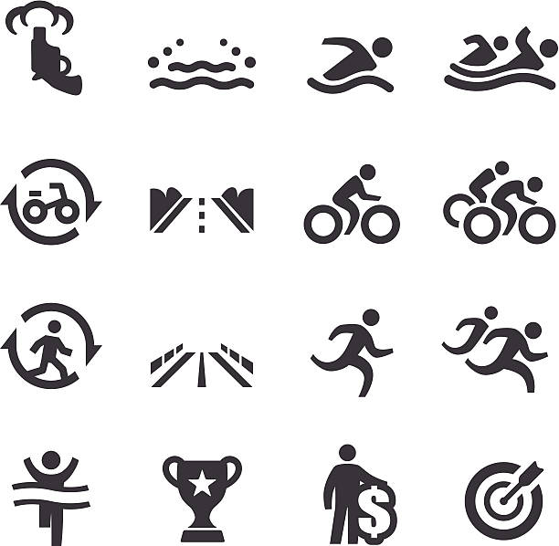 Triathlon Competition Flow Icons - Acme Series See Others: starting gun stock illustrations