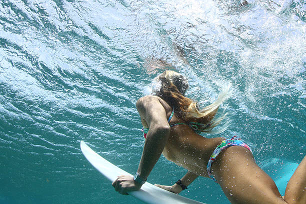 istock Surfer Girl comes up for air 505874090