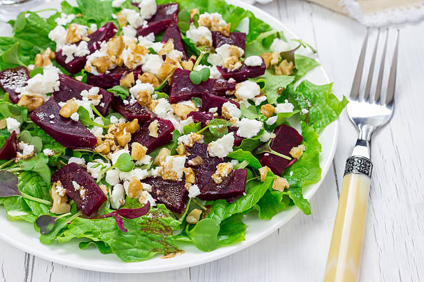 istock Salad with beets, feta cheese and walnuts 505874636