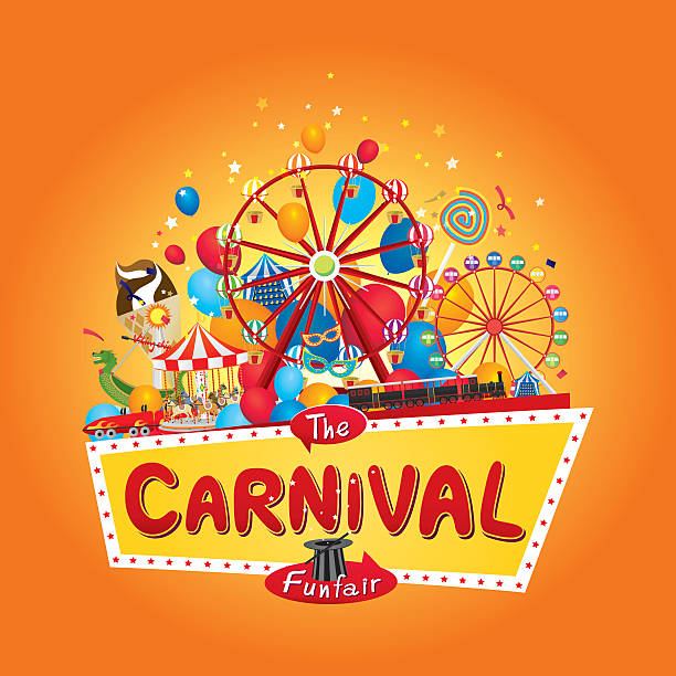 ilustraciones, imágenes clip art, dibujos animados e iconos de stock de parque de atracciones de carnaval - atracción de feria