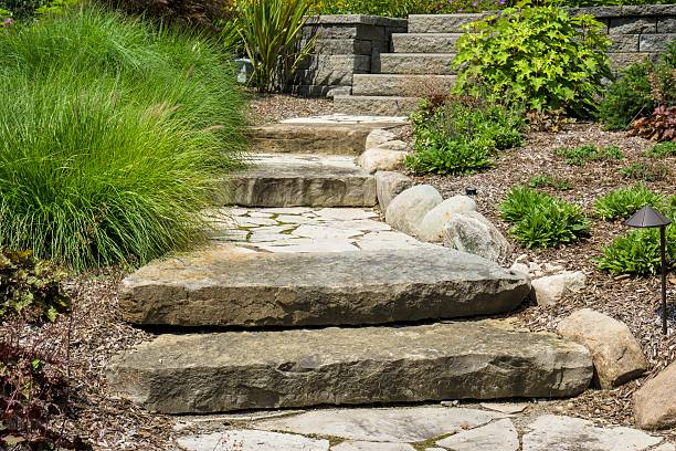istock Professional Landscaping With Pavers and Boulders 505886693
