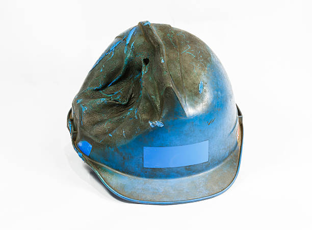 istock safety helmet on white background. damage by heat and fire 505887303