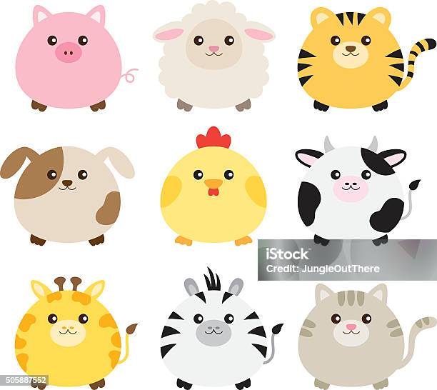 Fat Animal Set Stock Illustration - Download Image Now - Cute, Circle, Animal