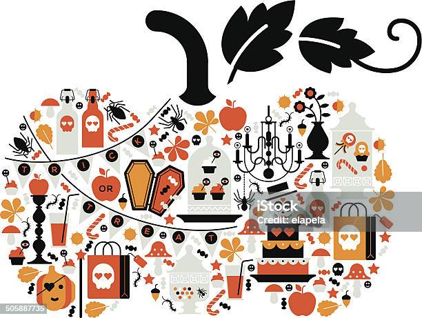 Composition Dhalloween Modèles Vecteurs libres de droits et plus d'images vectorielles de Bougie - Bougie, Cupcake, Pomme