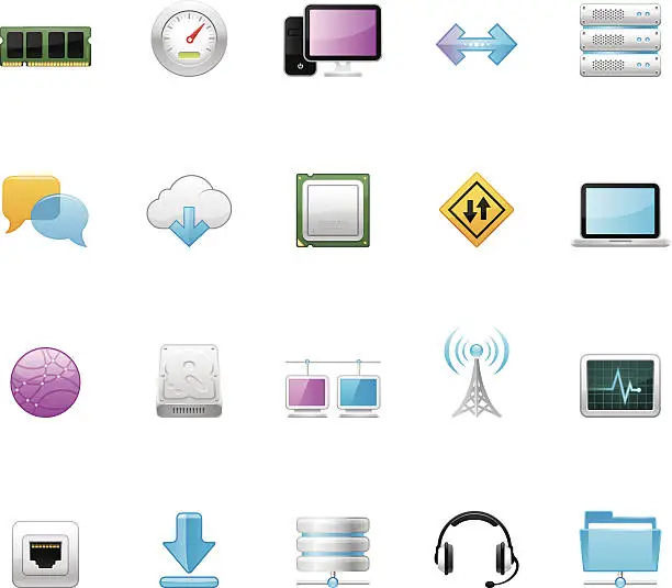 Vector illustration of Hico icons — Network and Computers