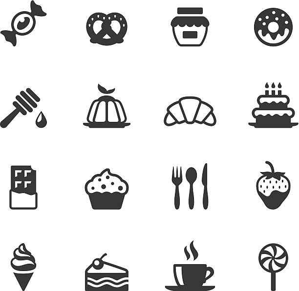 soulico ikony-jedzenie na słodko - vector cup tea cup white background stock illustrations