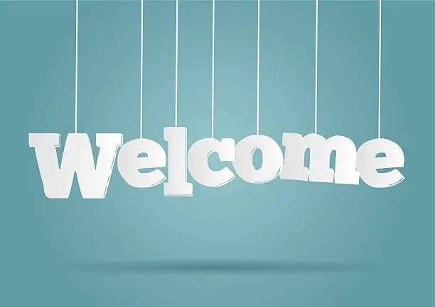 Vector illustration of Hanging word Welcome