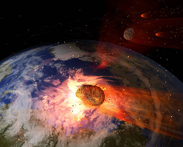 asteroide impatto - fireball exploding comet fire foto e immagini stock