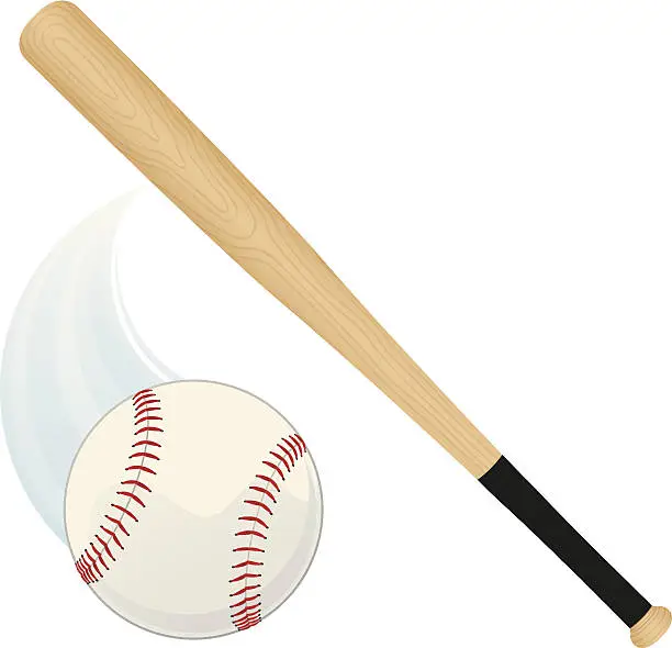 Vector illustration of Baseball Bat and Ball