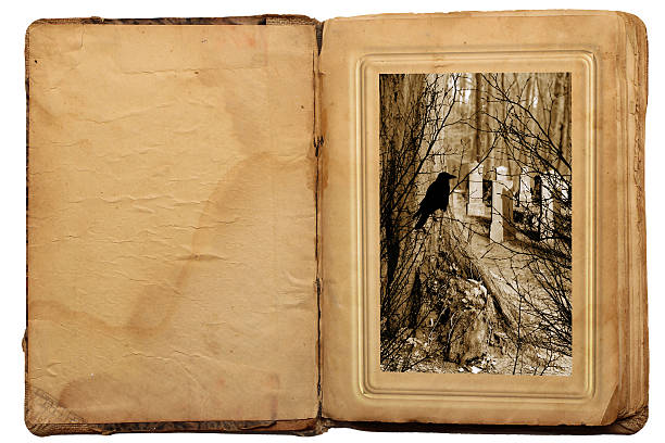 istock Old book in vintage style. Halloween story 505889331