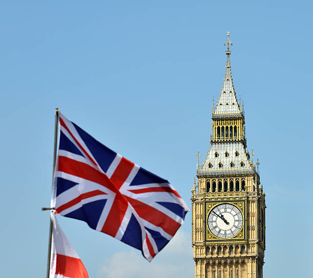 istock Big Ben and a Union Jack flag. England. 505890143