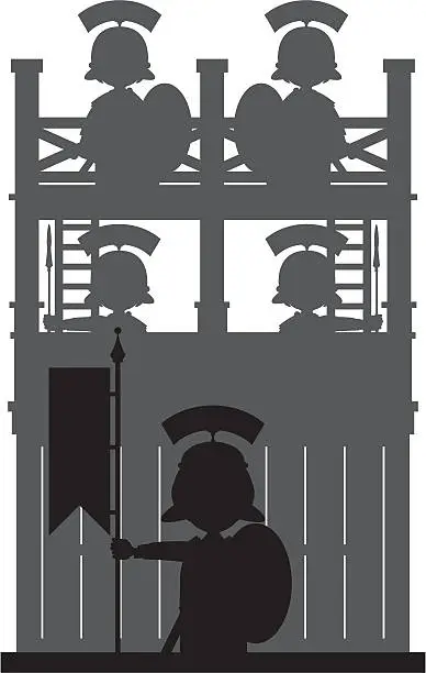 Vector illustration of Roman Soldiers at Guard Tower