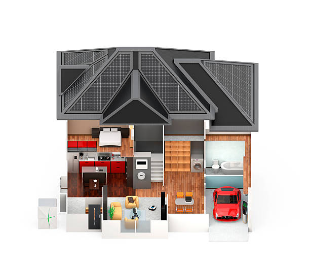 istock Front view of smart house interior isolated on white background 505890600