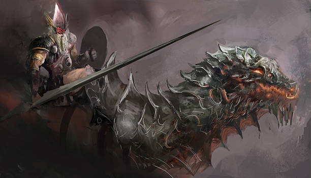 dragon rider vector art illustration