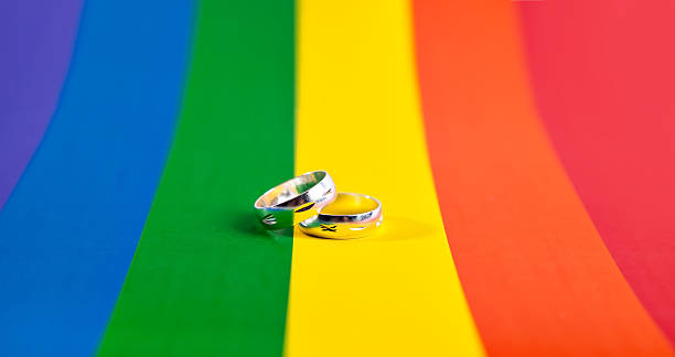 istock two rings on the background of rainbow flag 505892030