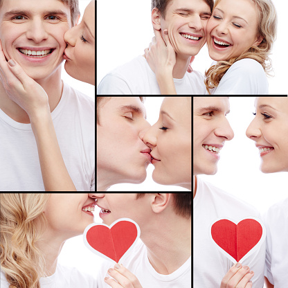 Collage of young amorous dates