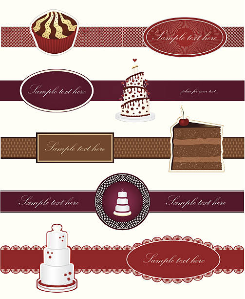 Set labels with sweet cakes vector art illustration