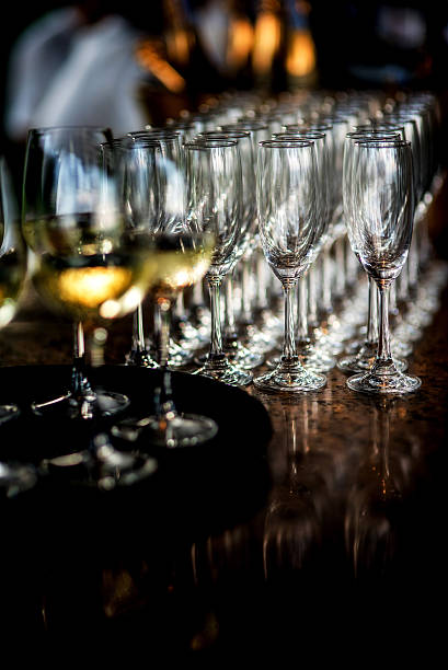 istock Champagne glasses on a tray 505892730