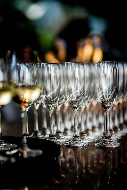 istock Champagne glasses on a tray 505892766