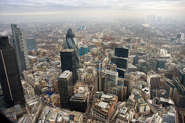 Aerial View of London's Financial District stock photo