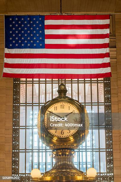 Grand Central Terminal Stock Photo - Download Image Now - American Flag, Brass, Clock