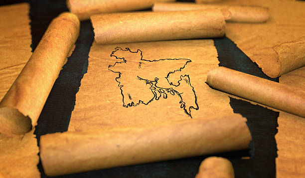 istock Bangladesh Map Drawing Unfolding Old Paper Scroll 3D 505897504