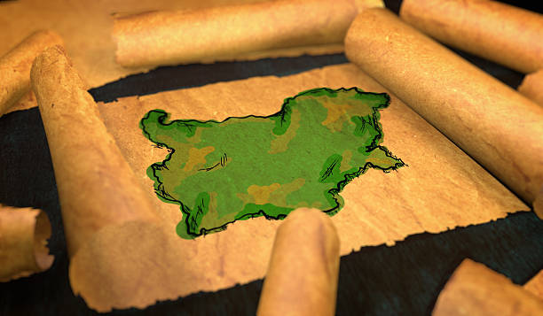 istock Bulgaria Map Painting Unfolding Old Paper Scroll 3D 505897712