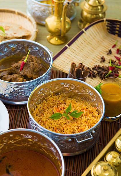 istock Indian meal with curry and biryani 505897730
