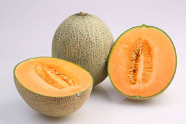 istock Organic Cantaloupe melon fruit isolated on white background 505897772