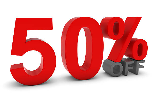istock 50% OFF - Fifty Percent Off 3D Red/Grey Text 505897914