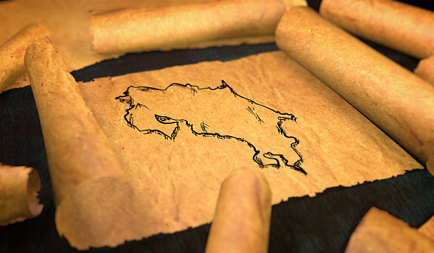 istock Costa Rica Map Drawing Unfolding Old Paper Scroll 3D 505897966