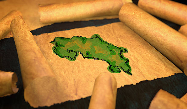 istock Costa Rica Map Painting Unfolding Old Paper Scroll 3D 505897990