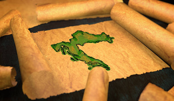 istock Croatia Map Painting Unfolding Old Paper Scroll 3D 505898050