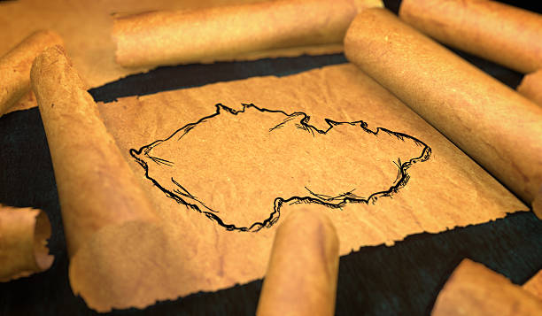 istock Czech Republic Map Drawing Unfolding Old Paper Scroll 3D 505898080