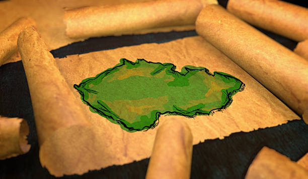 istock Czech Republic Map Painting Unfolding Old Paper Scroll 3D 505898116