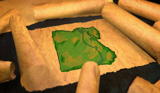 istock Egypt Map Painting Unfolding Old Paper Scroll 3D 505898214